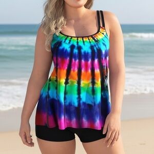 Tie Dye Tankini Plus Size 16W